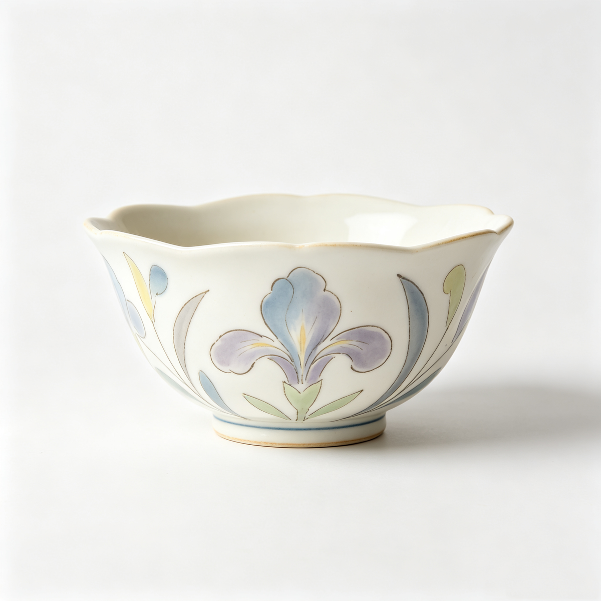 Blue Purple Iris Side Ceramic Bowl