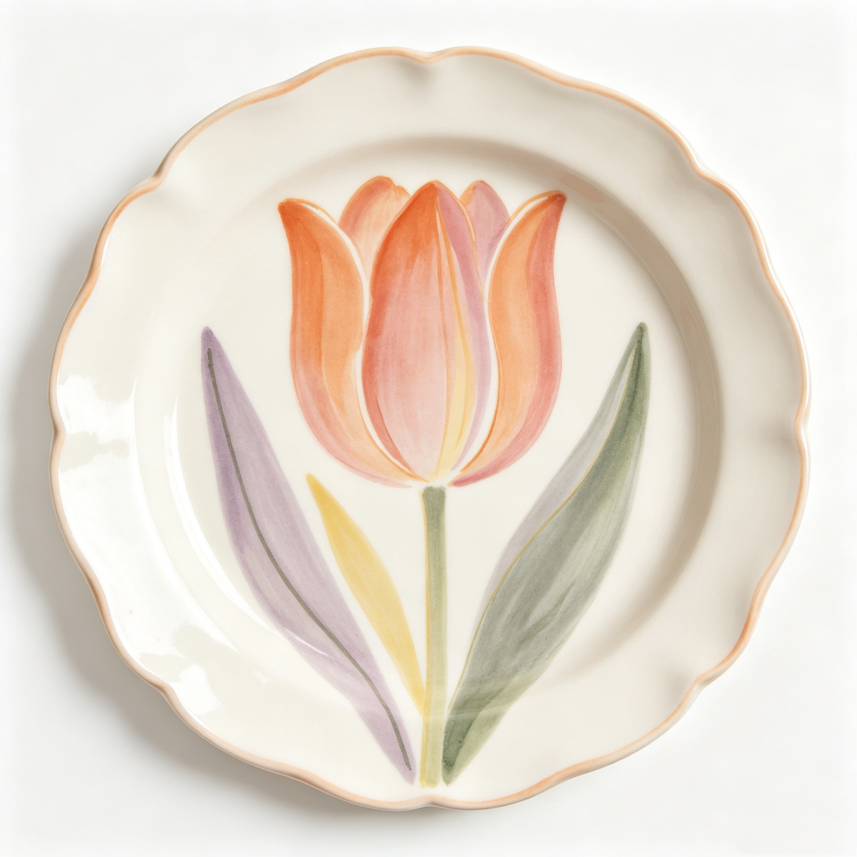 Watercolor Tulip Ceramic Plate