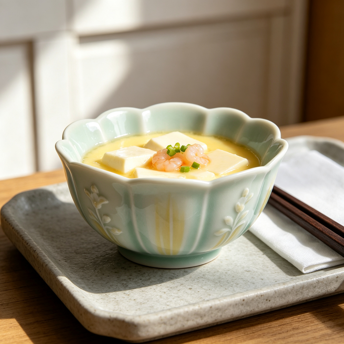 Mint Green Embossed Floral Ceramic Bowl