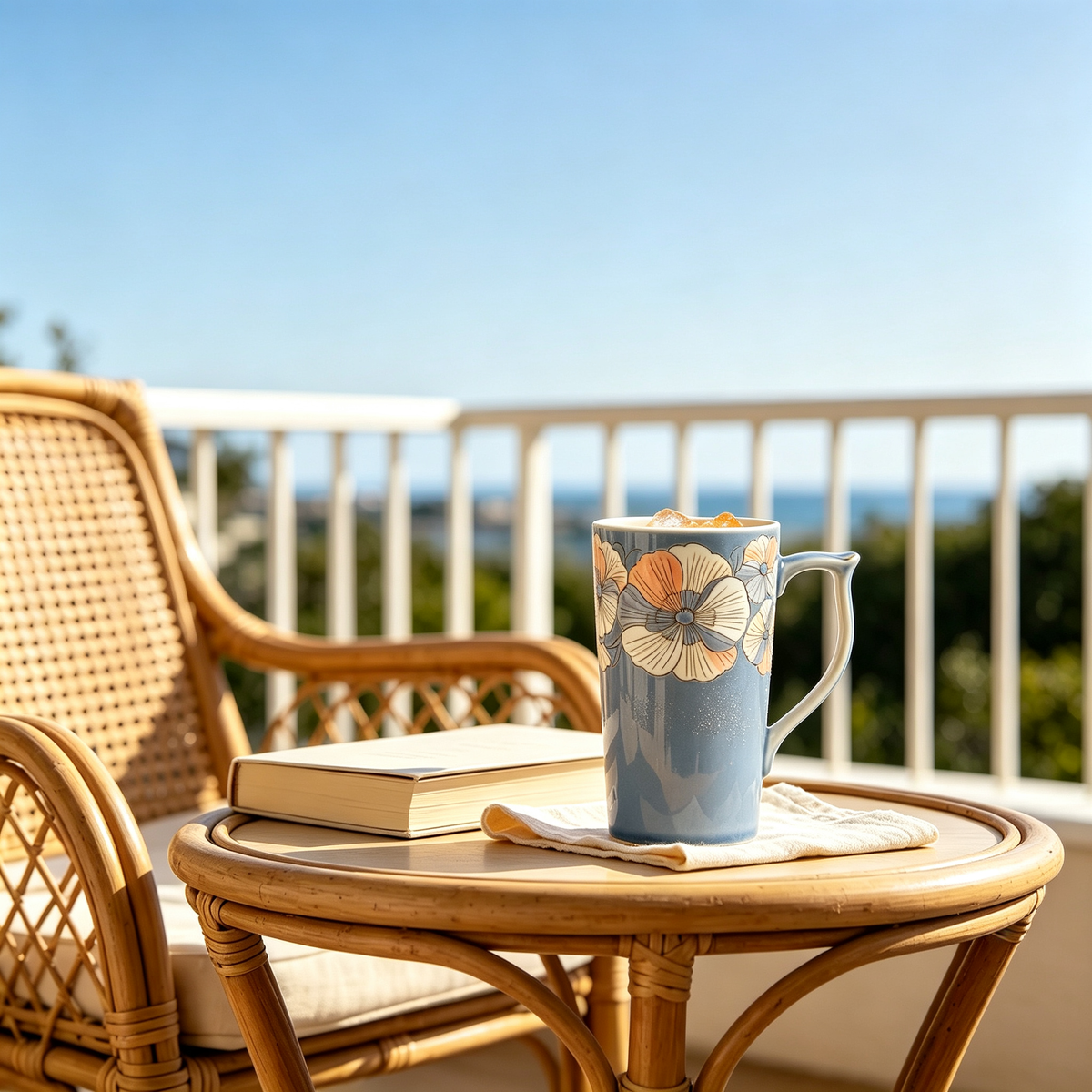 Blue Tall Pansy Ceramic Mug