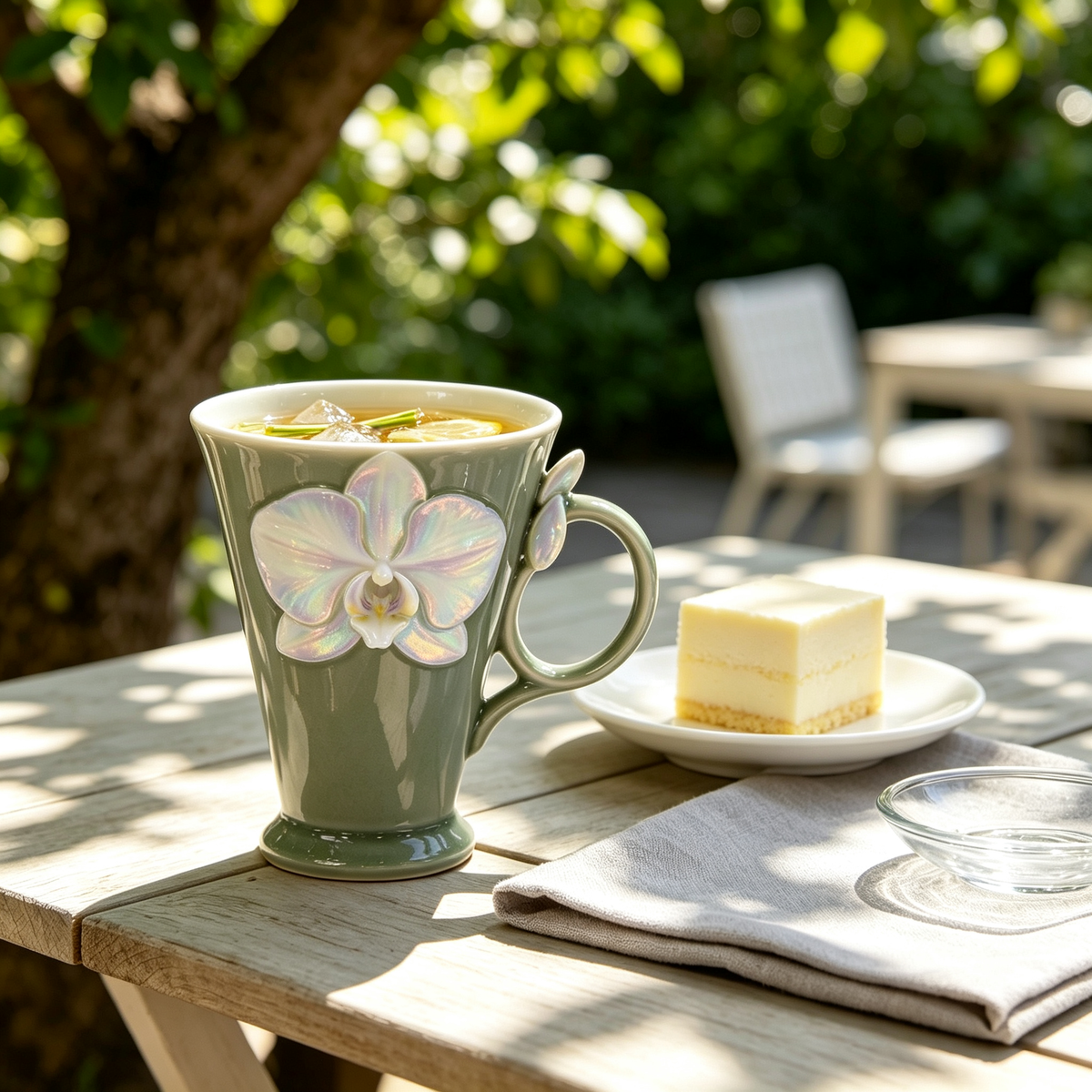 Sage Green 3D Orchid Cone Mug