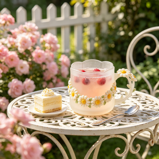 Frosted Glass Daisy Wreath Mug