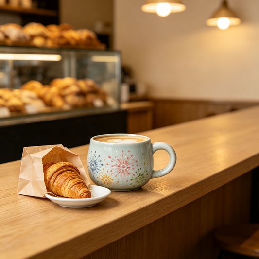 Light Blue Firework Hand Painted Mug