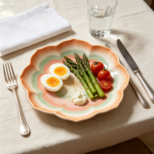 Lotus Shaped Gradient Floral Ceramic Plate