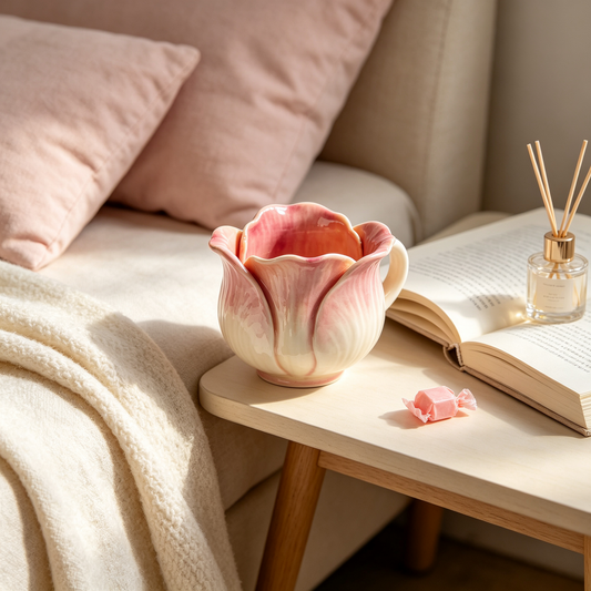 Pink Tulip Sculpted Mug