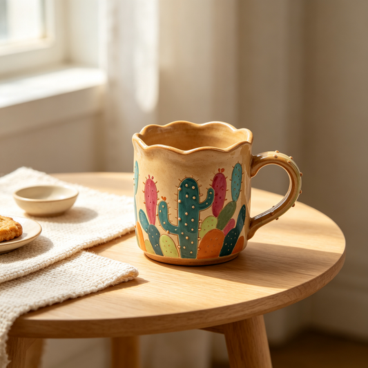 Hand Painted Cactus Ceramic Mug