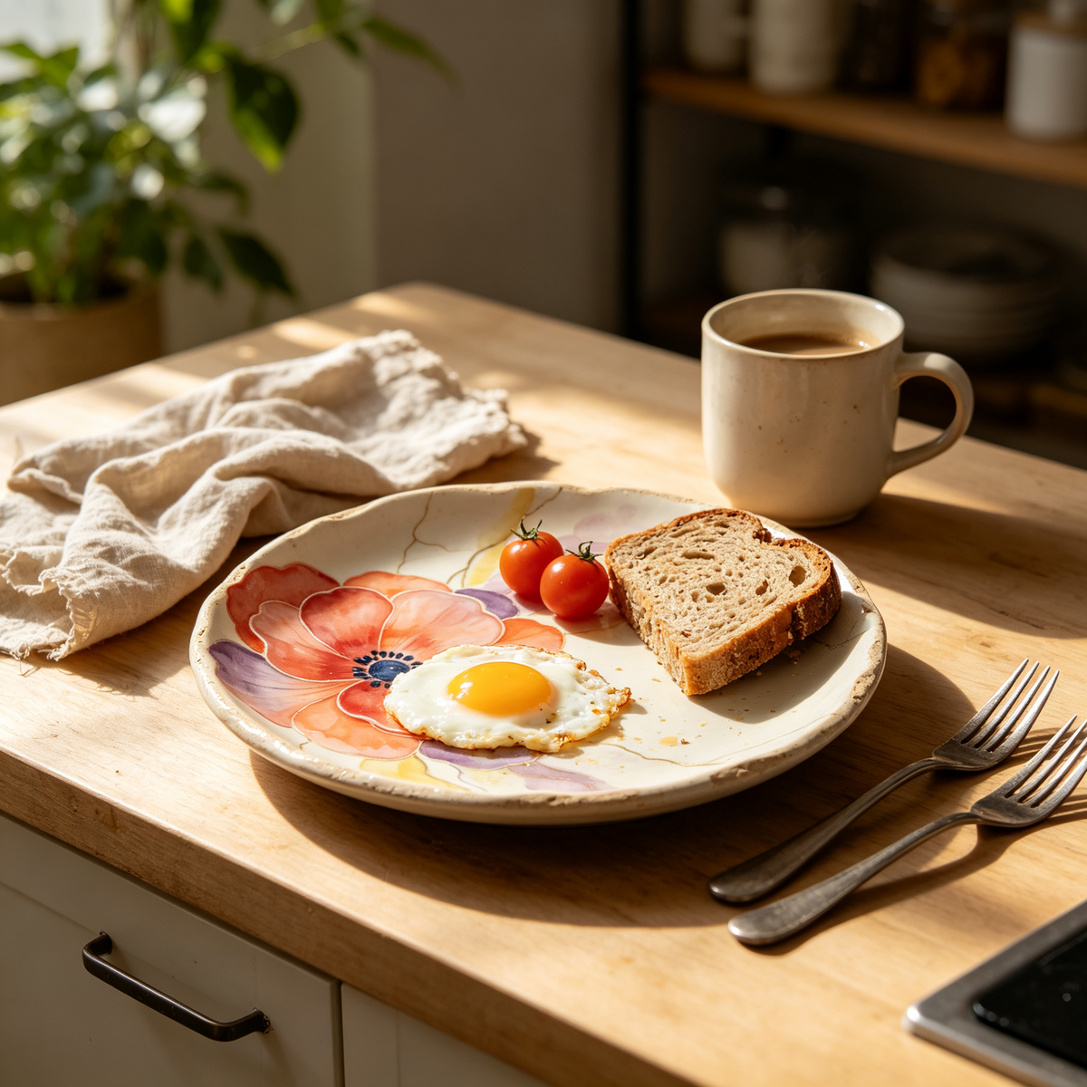 Watercolor Poppy Ceramic Plate