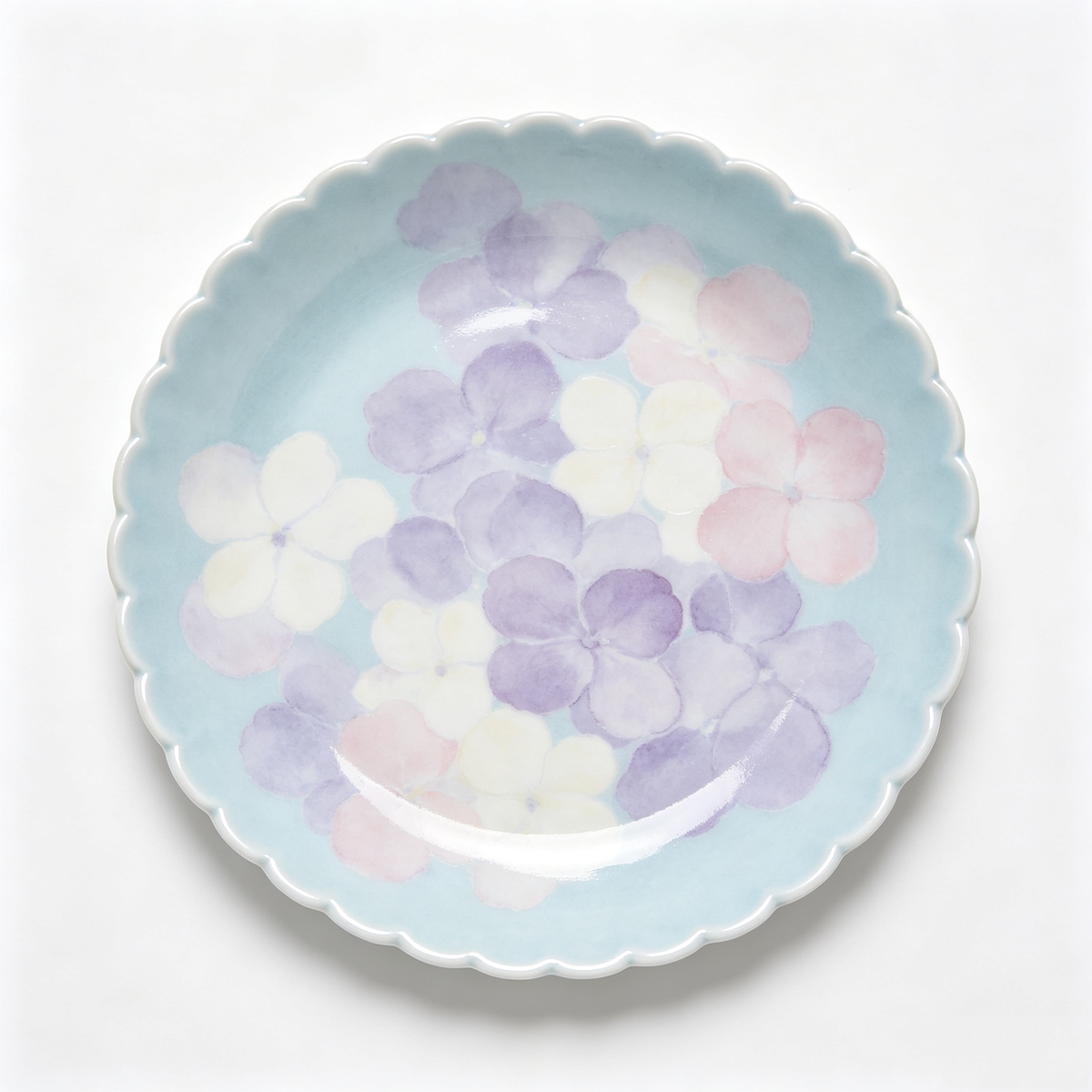 Light Blue Watercolor Hydrangea Ceramic Plate