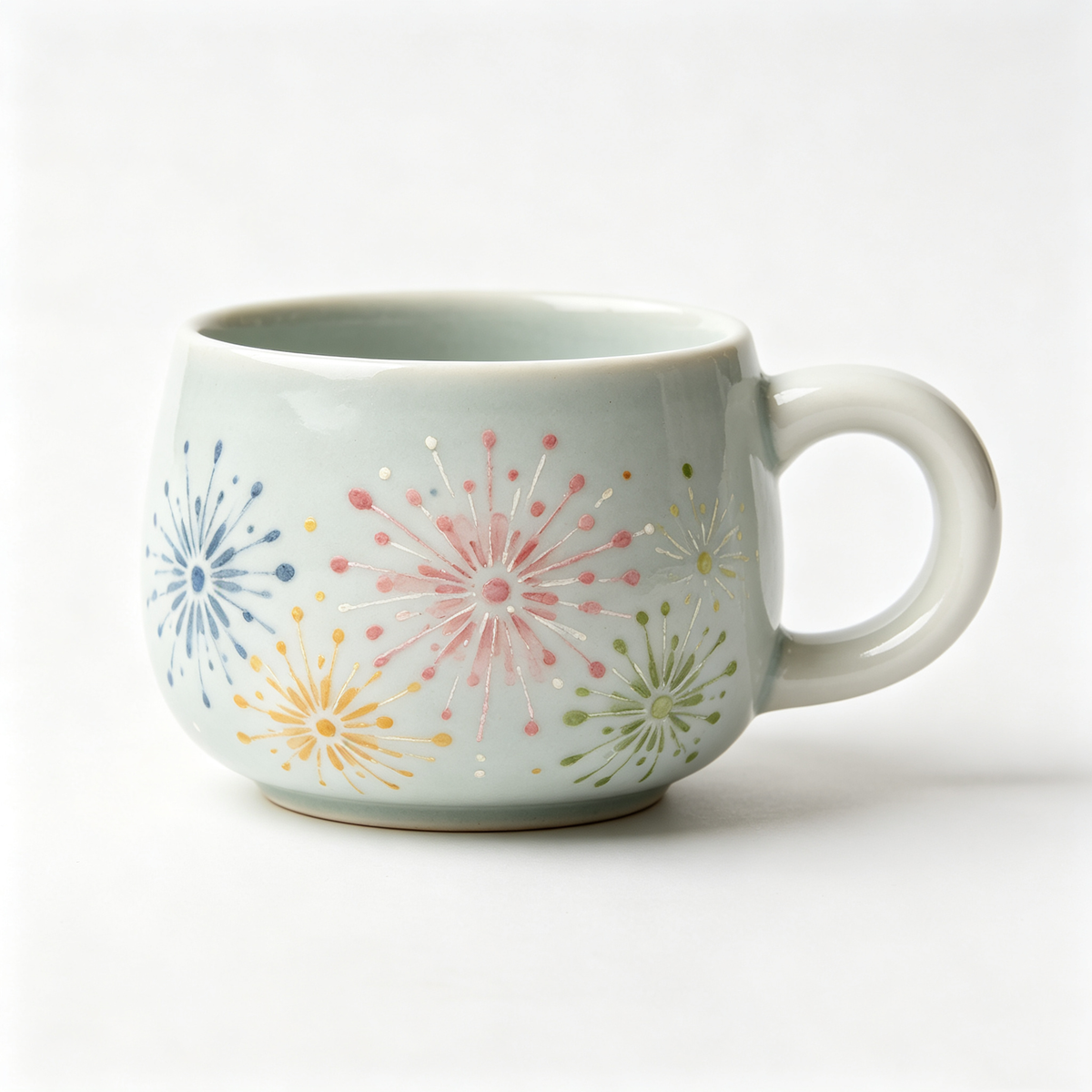 Light Blue Firework Hand Painted Mug