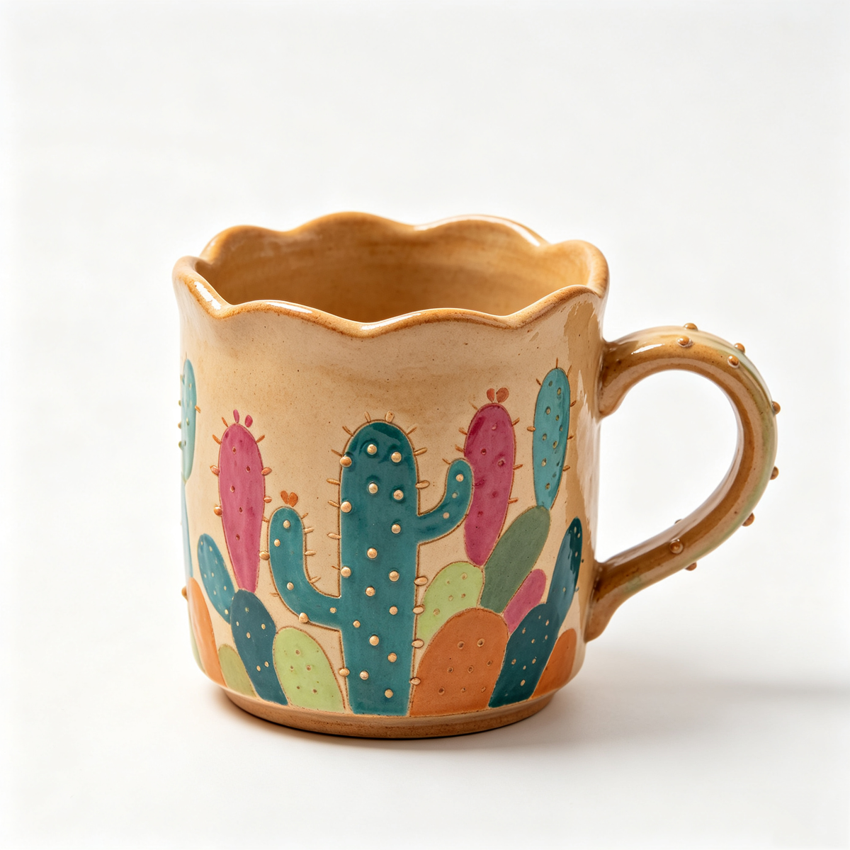 Hand Painted Cactus Ceramic Mug
