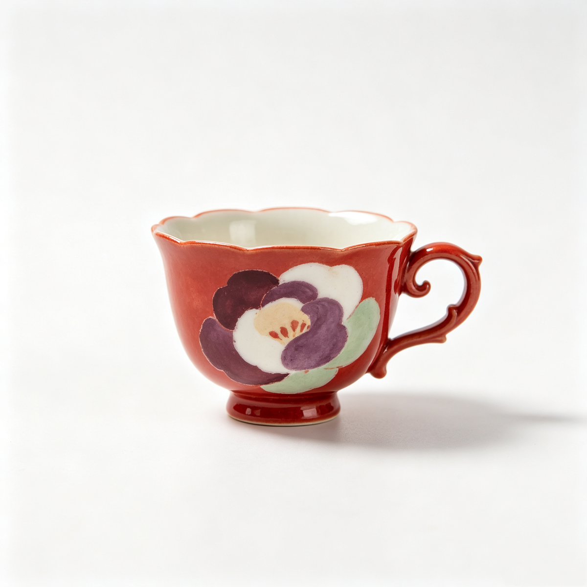 Red Camellia Floral Tea Cup