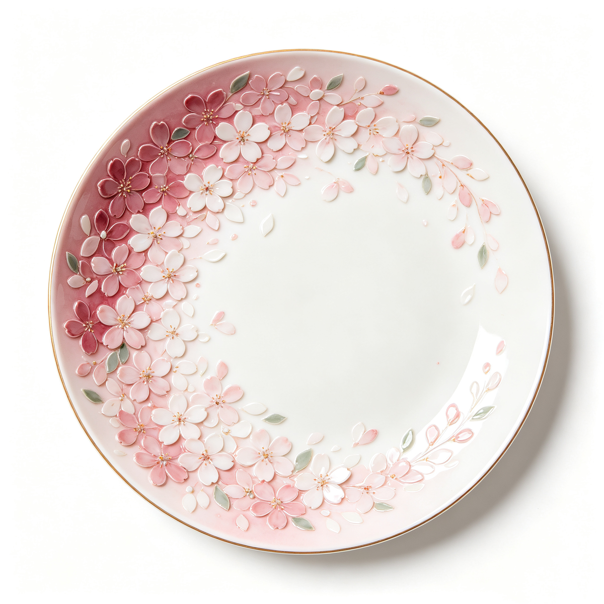 3D Cherry Blossom Ceramic Plate