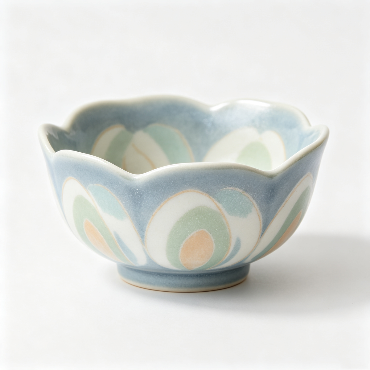 Blue Pastel Abstract Petal Ceramic Bowl