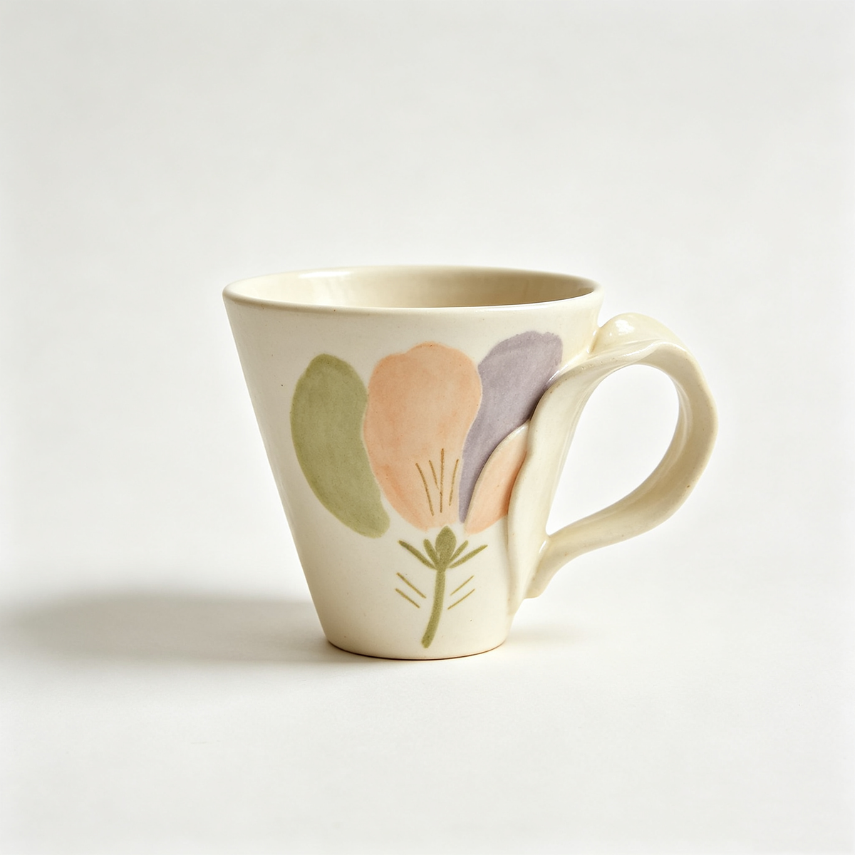 Cone Shaped Hand Painted Floral Mug