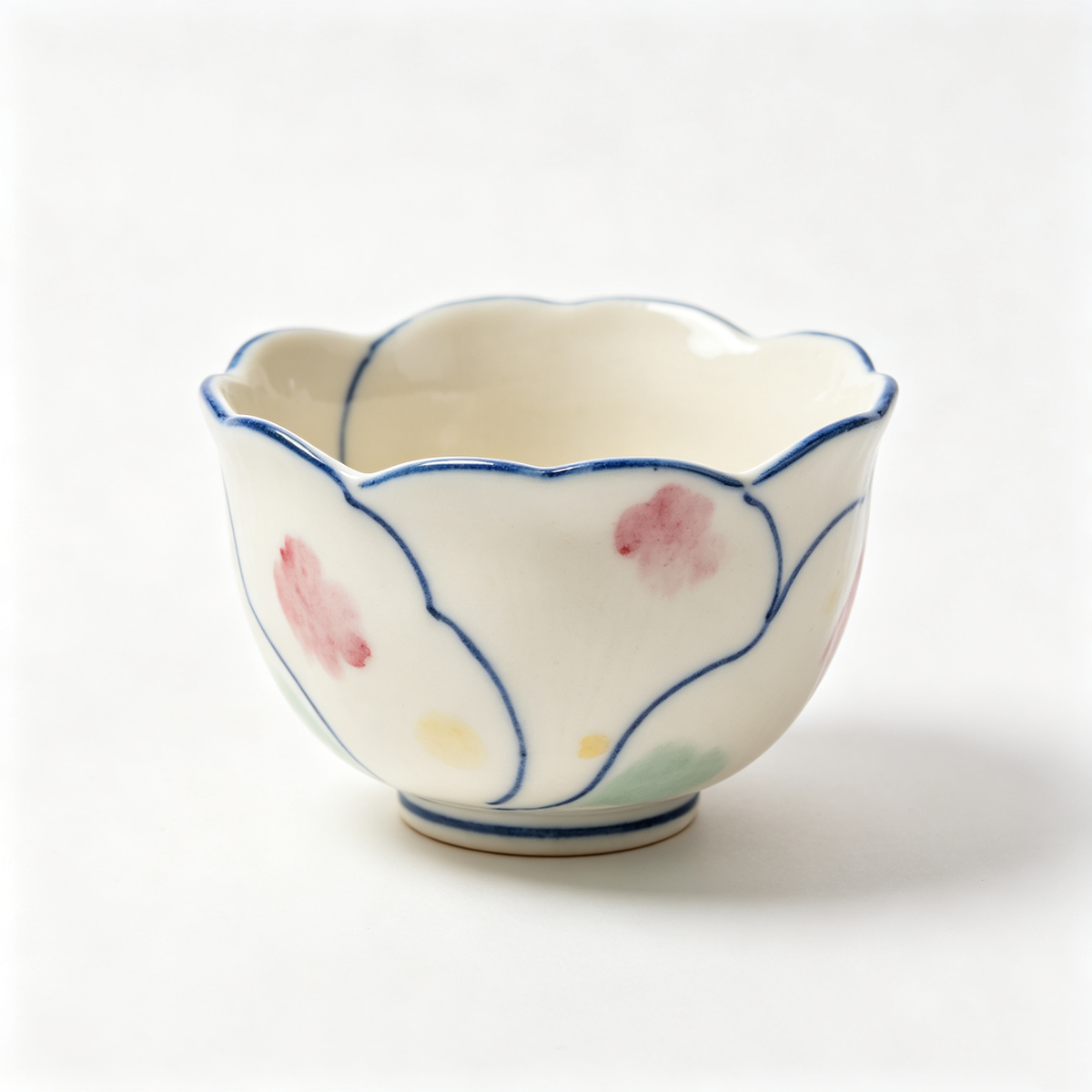 Floral Scalloped Ceramic Teacup